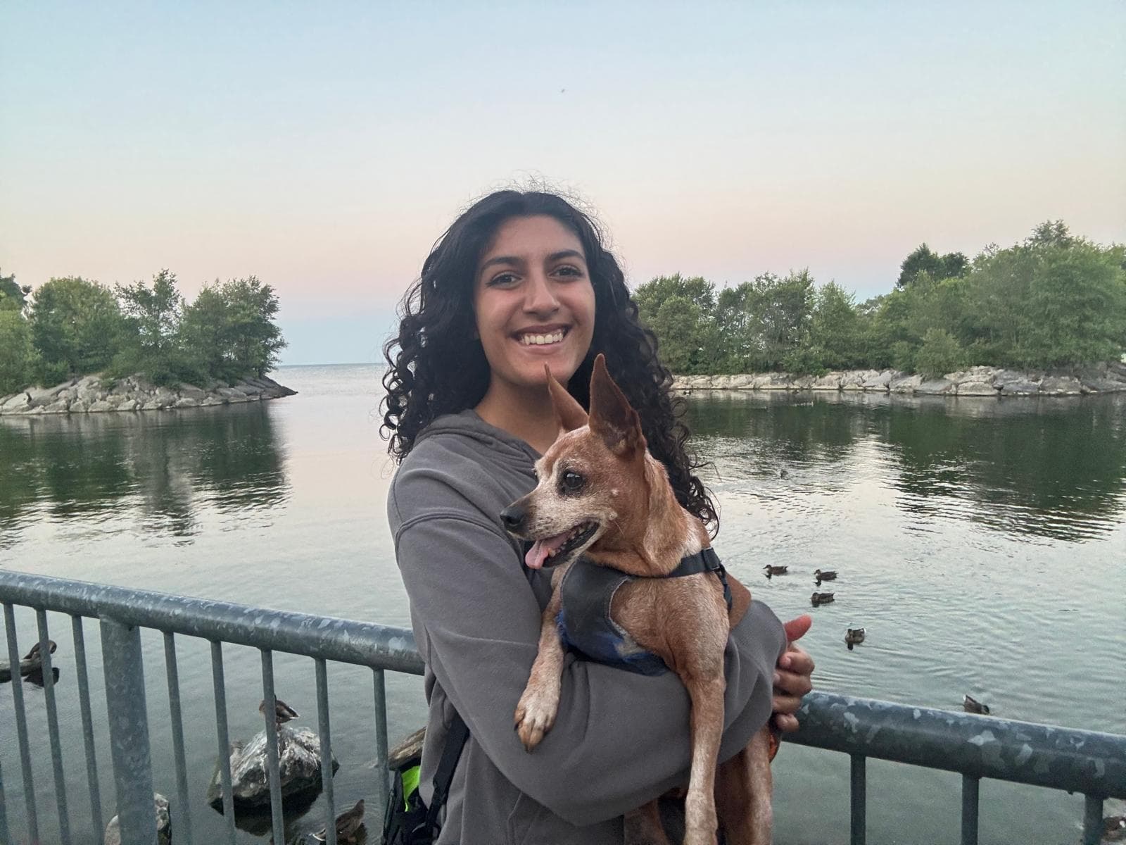 MiMo Pet Care founder Amelia with Mocha at the Toronto waterfront